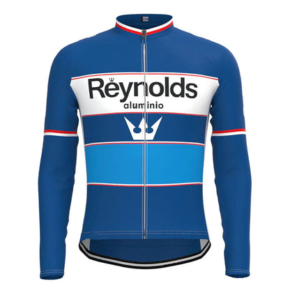 Reynolds – Blaues Vintage-Langarm-Radtrikot-Oberteil