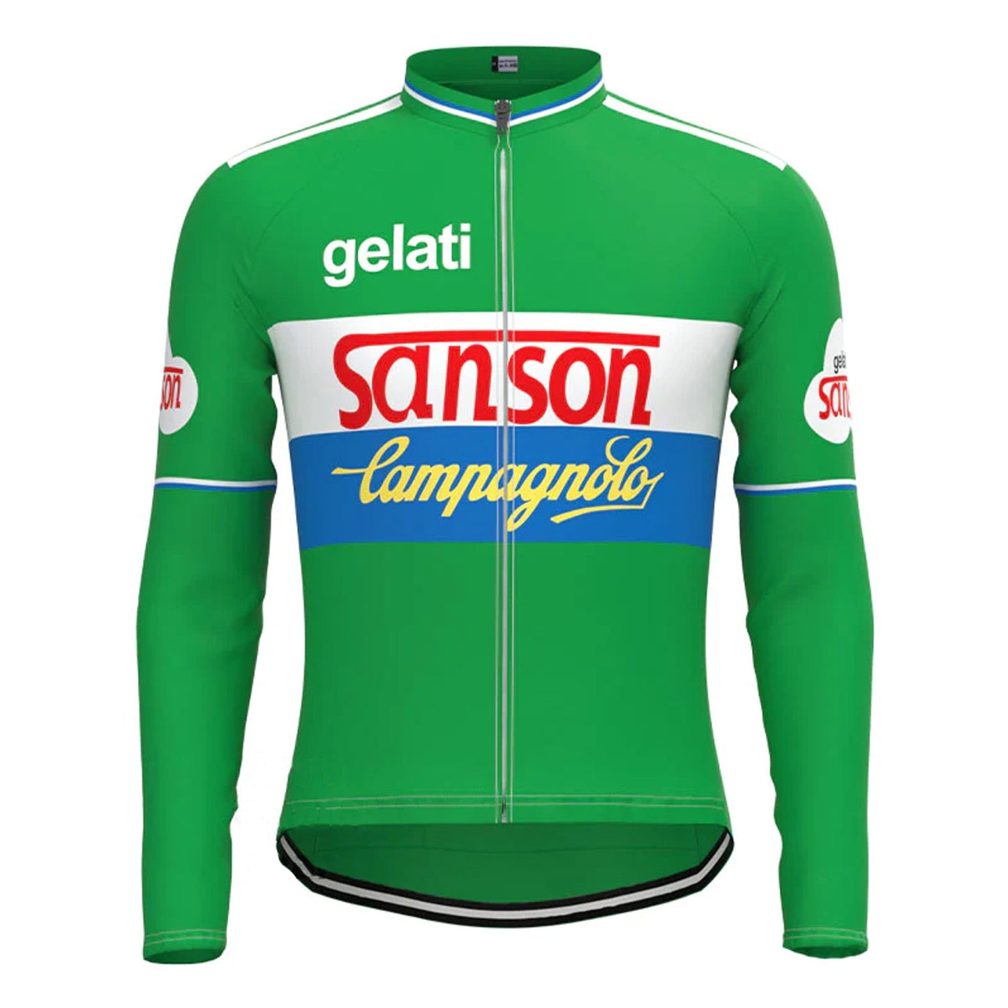 Gis Gelati Sanson – Grünes Vintage-Langarm-Radtrikot