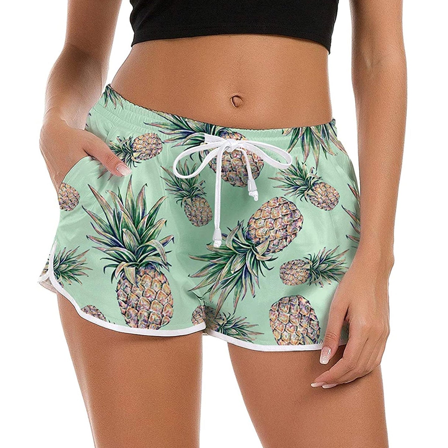 Lichtgroene ananas grappige boardshorts voor dames