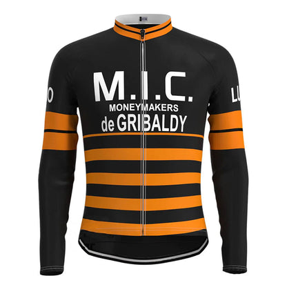 MIC – Schwarzes, langärmliges Vintage-Radsport-Trikot