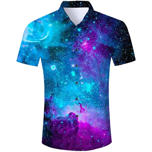 Blauw Galaxy Grappig Hawaiiaans Shirt