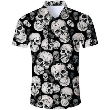 Lustiges Hawaiihemd mit Halloween-Totenkopf