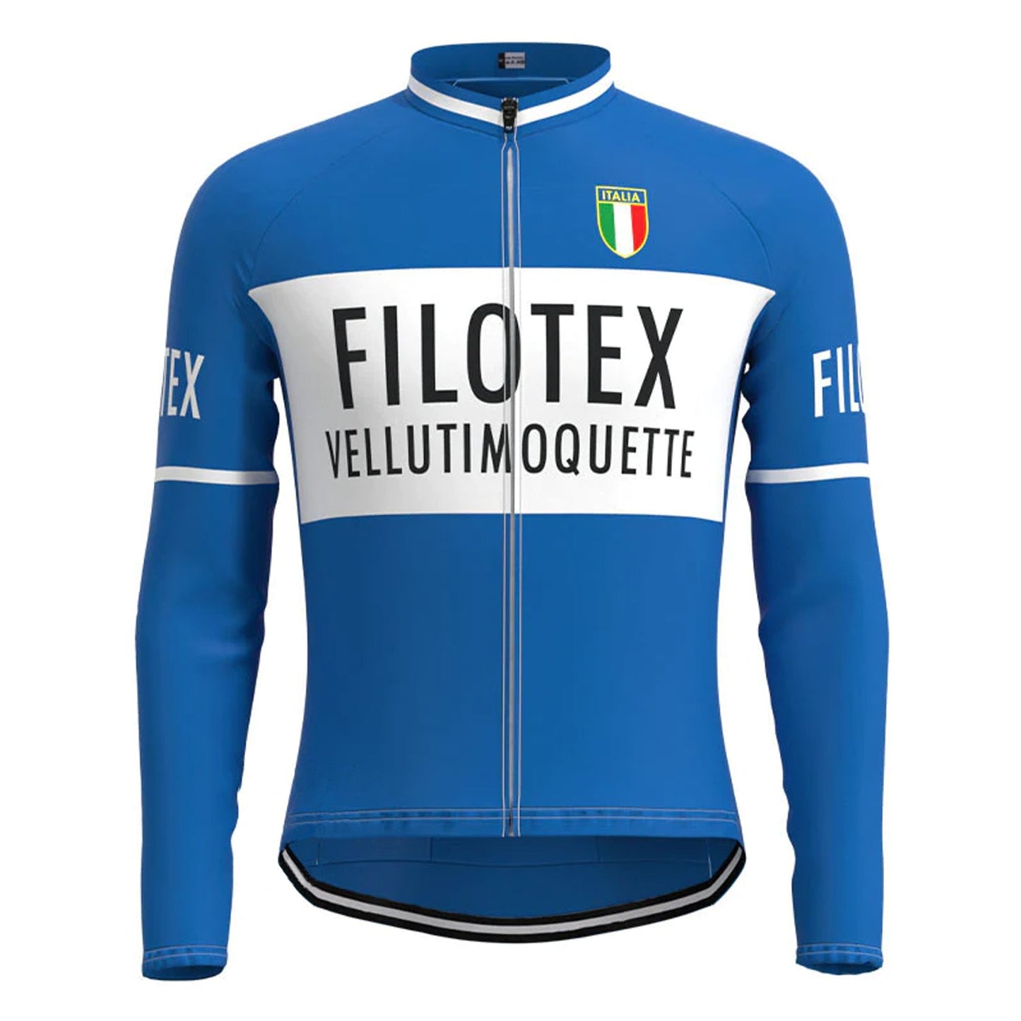 Filotex - Blaues, langärmliges Vintage-Radsport-Trikot