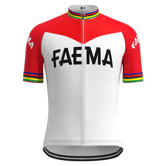 FAEMA Wit Vintage Korte Mouw Fietsshirt Top