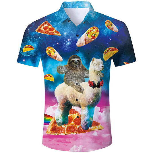 Luiaard Rijdende Lama Grappig Hawaiiaans Shirt