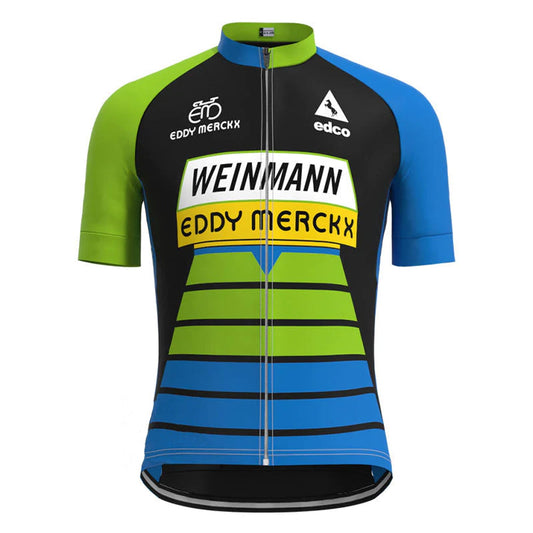 Weinmann Groen Blauw Vintage Korte Mouw Fietsshirt Top