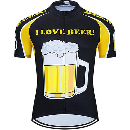 Ik hou van bier Mannen grappig MTB korte mouwen fietsshirt top