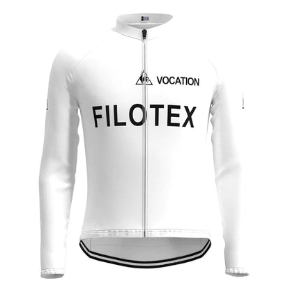 Passendes Set aus langärmeligem Fahrradtrikot von Filotex in Weiß