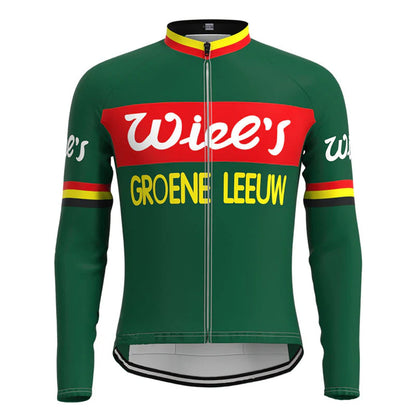 Wiee's Groene Leeuw Grünes Langarm-Radtrikot-Matching-Set