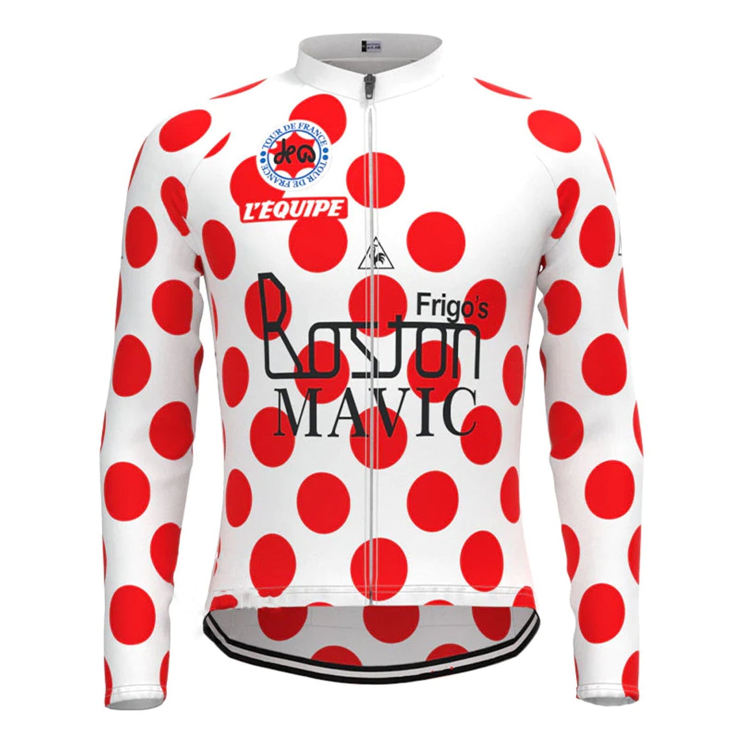 Boston Mavic Red Vintage Langarm-Radtrikot Passendes Set