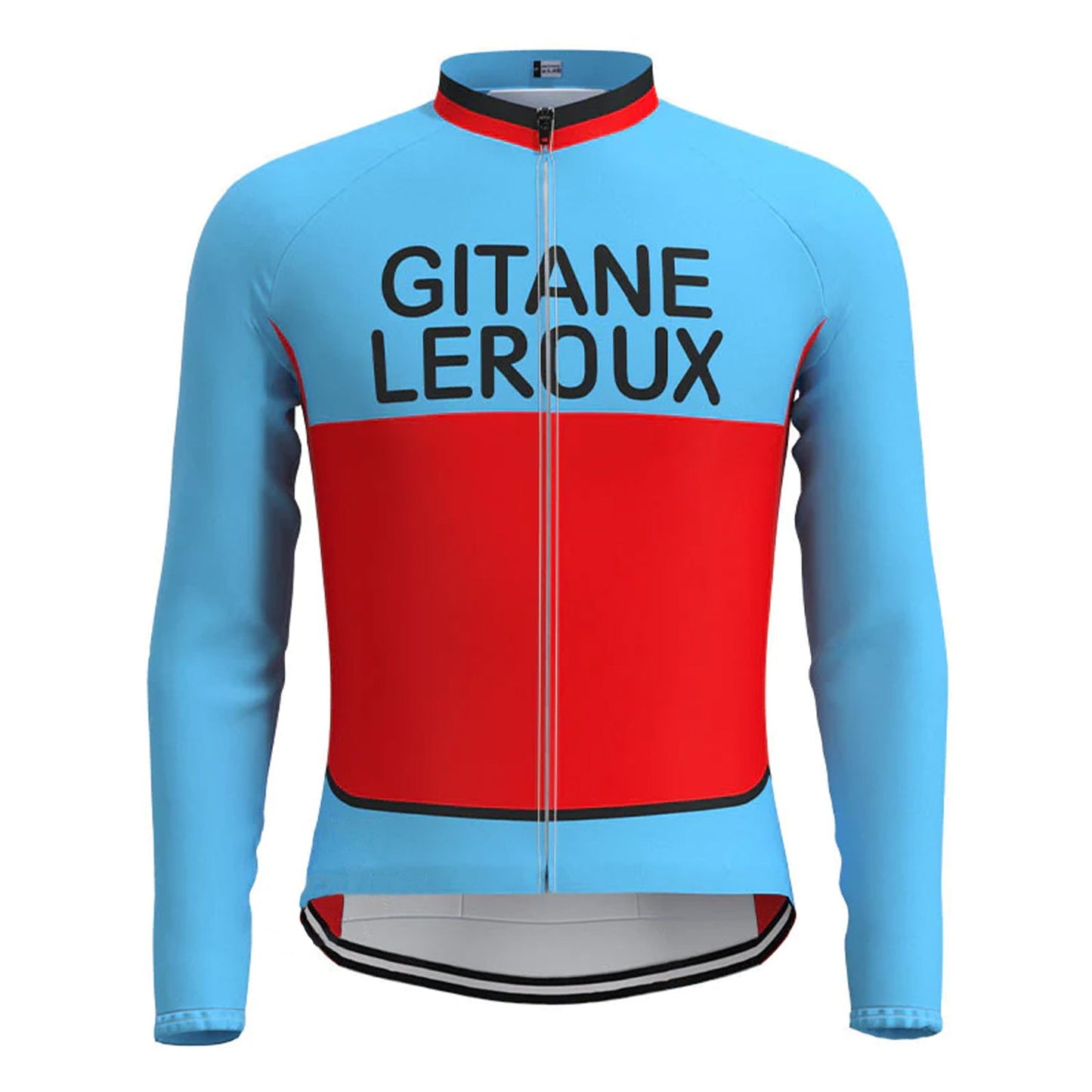 GITANE Leroux Blau-Rot Langarm-Radsport-Trikot im Vintage-Stil