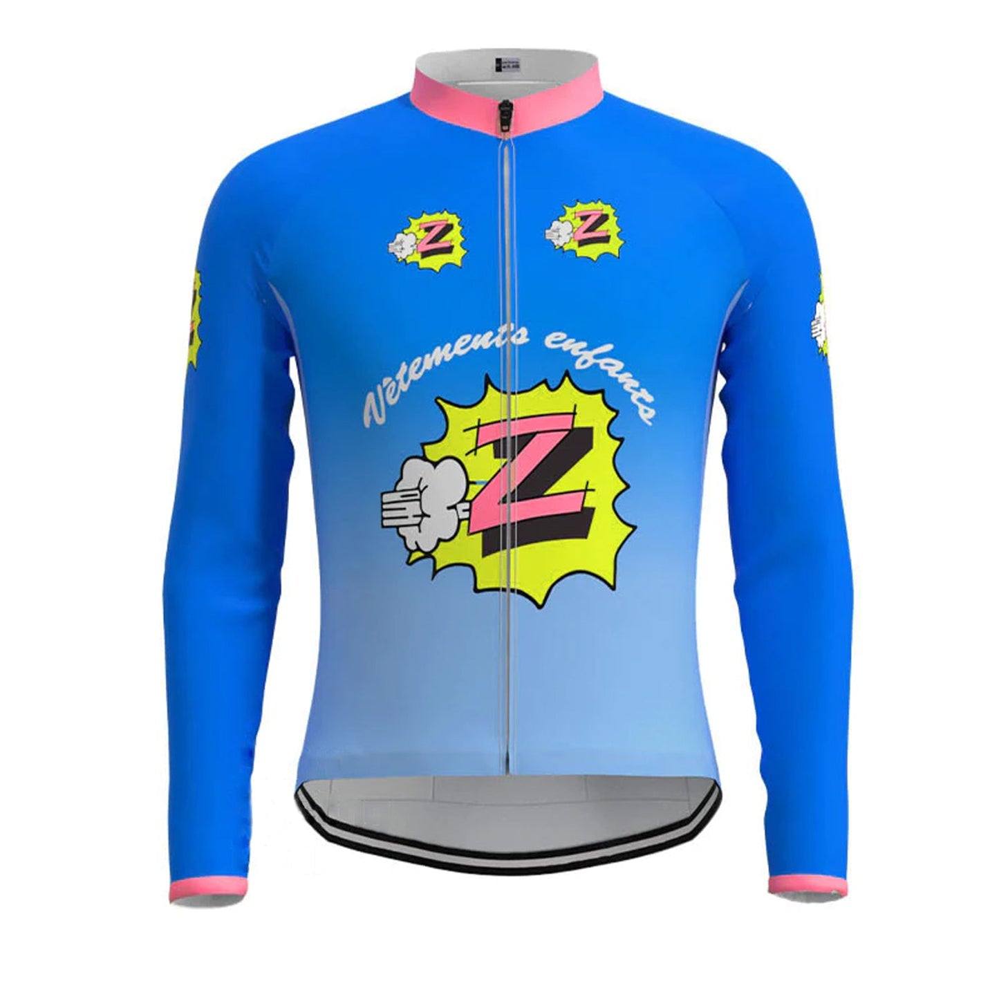 Z Vêtements blauwe vintage fietsshirt met lange mouwen