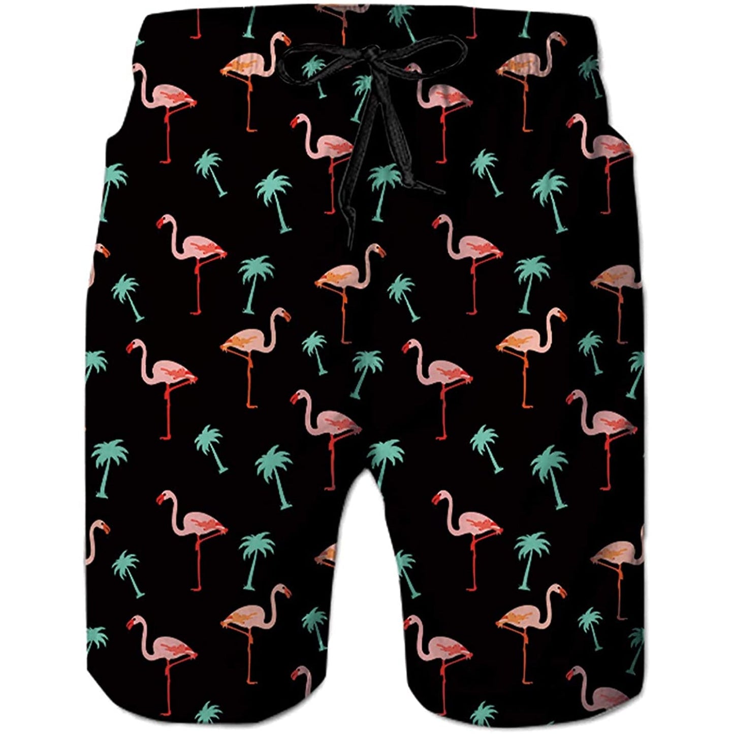 Lustige Badehose mit Palmen-Flamingos