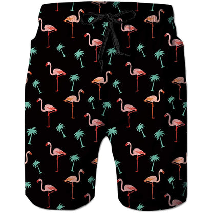 Lustige Badehose mit Palmen-Flamingos