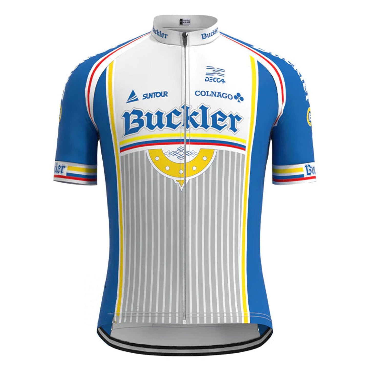 Buckler Blauw Vintage Korte Mouw Fietsshirt Top