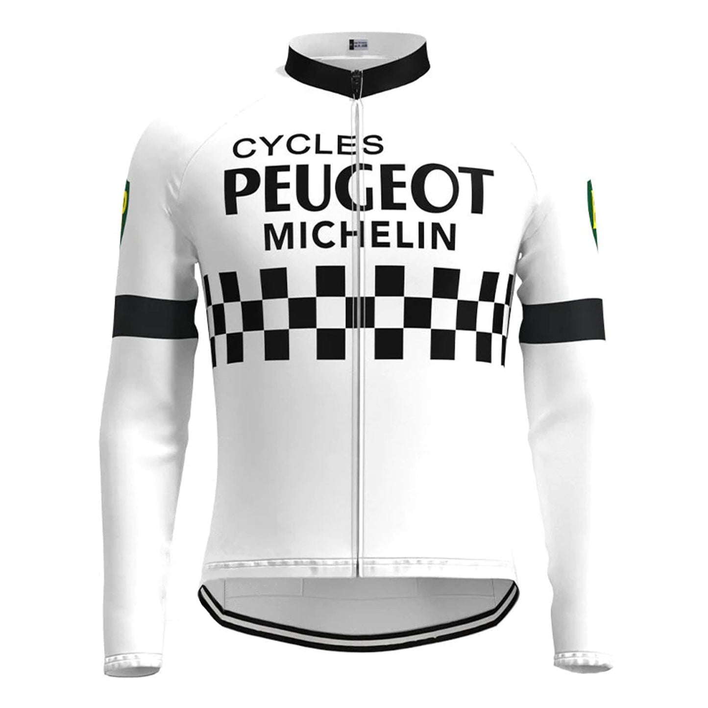 Peugeot Vintage Langarm-Radtrikot-Oberteil, weiß