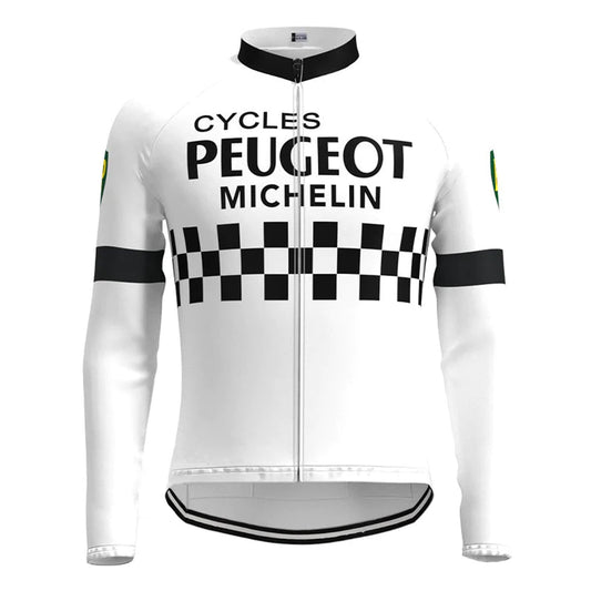 Peugeot Wit Vintage Lange Mouw Fietsshirt Top