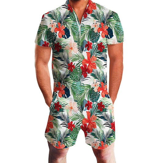 Bloemen Man Romper Groen