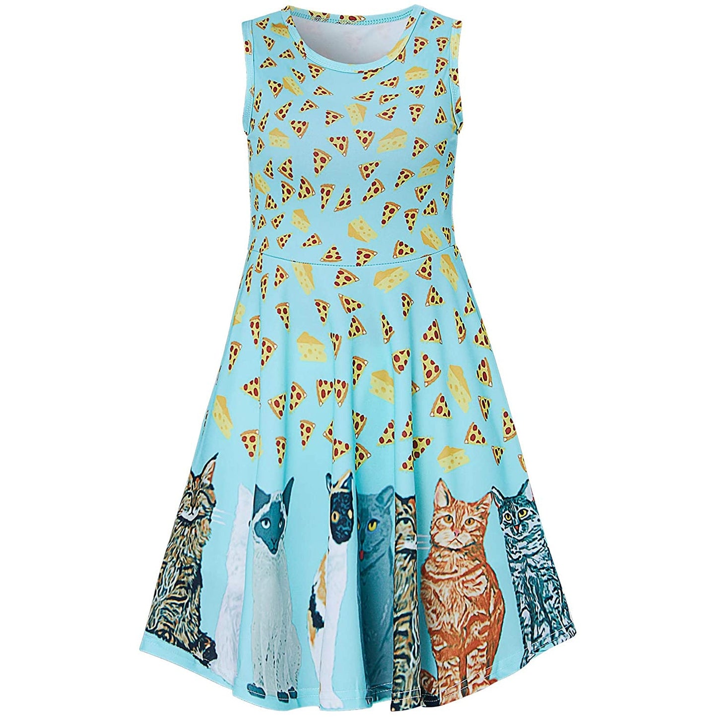 Katze Pizza Käse lustiges Mädchen Kleid