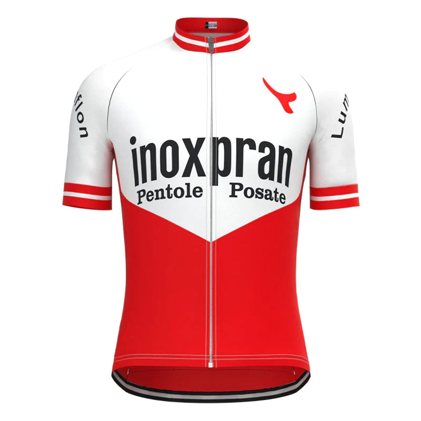 Inoxpran Wit Rood Vintage Korte Mouw Fietsshirt Top