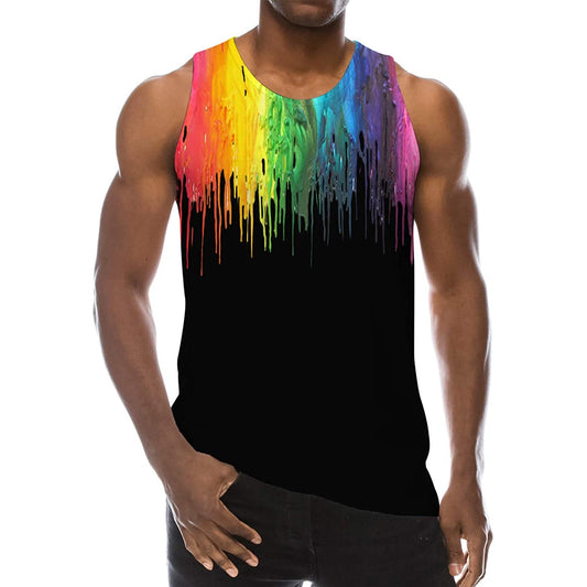 Lustiges Tank Top mit Farbspritzern in Schwarz