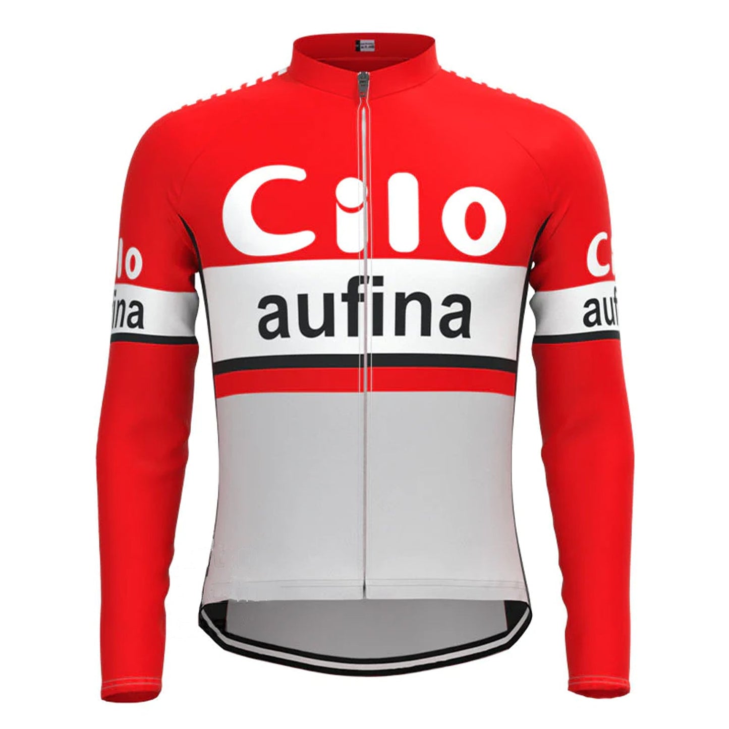 Cilo Aufina – Rotes Vintage-Langarm-Radtrikot-Oberteil