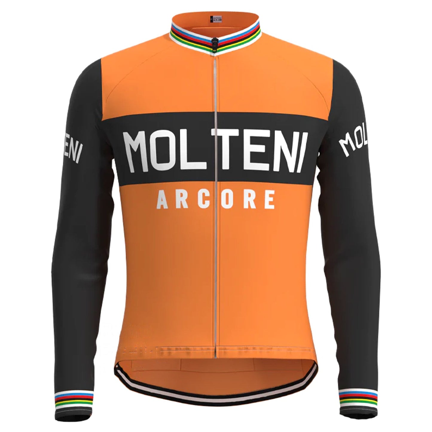 Molteni Oranje Lange Mouw Fietsshirt Bijpassende Set