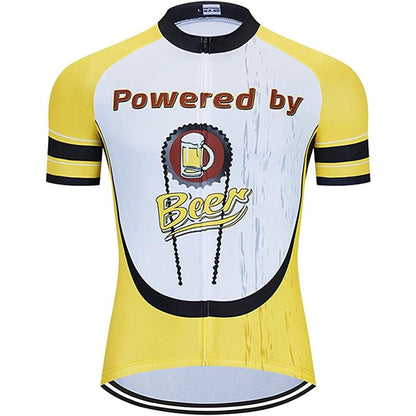 Powerd By Beer Heren Grappig MTB Korte Mouw Fietsshirt Top