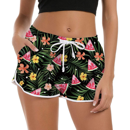 Tropische watermeloen grappige boardshorts voor dames