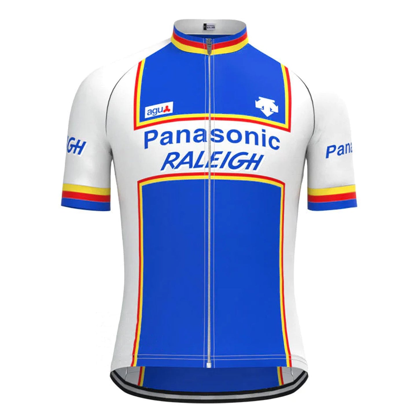 Panasonic Raleigh Blauw Vintage Korte Mouw Fietsshirt Top