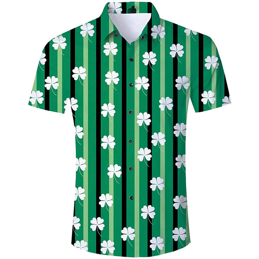 Groene strepen klavertje vier grappig Hawaiiaans shirt