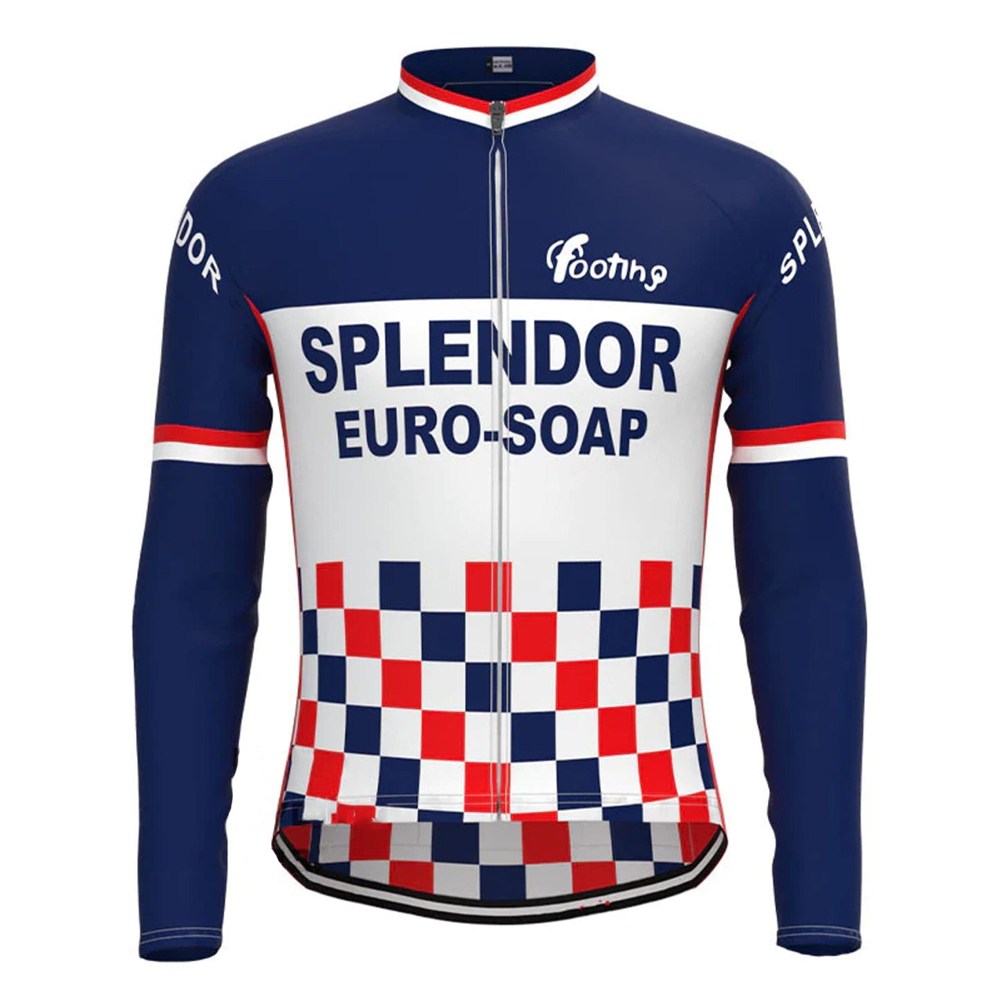 SPLENDOR Langarm-Radtrikot-Oberteil im Vintage-Stil, Marineblau