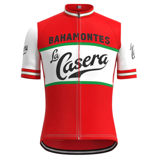 La Casera–Peña Bahamontes Rode vintage fietsshirt met korte mouwen