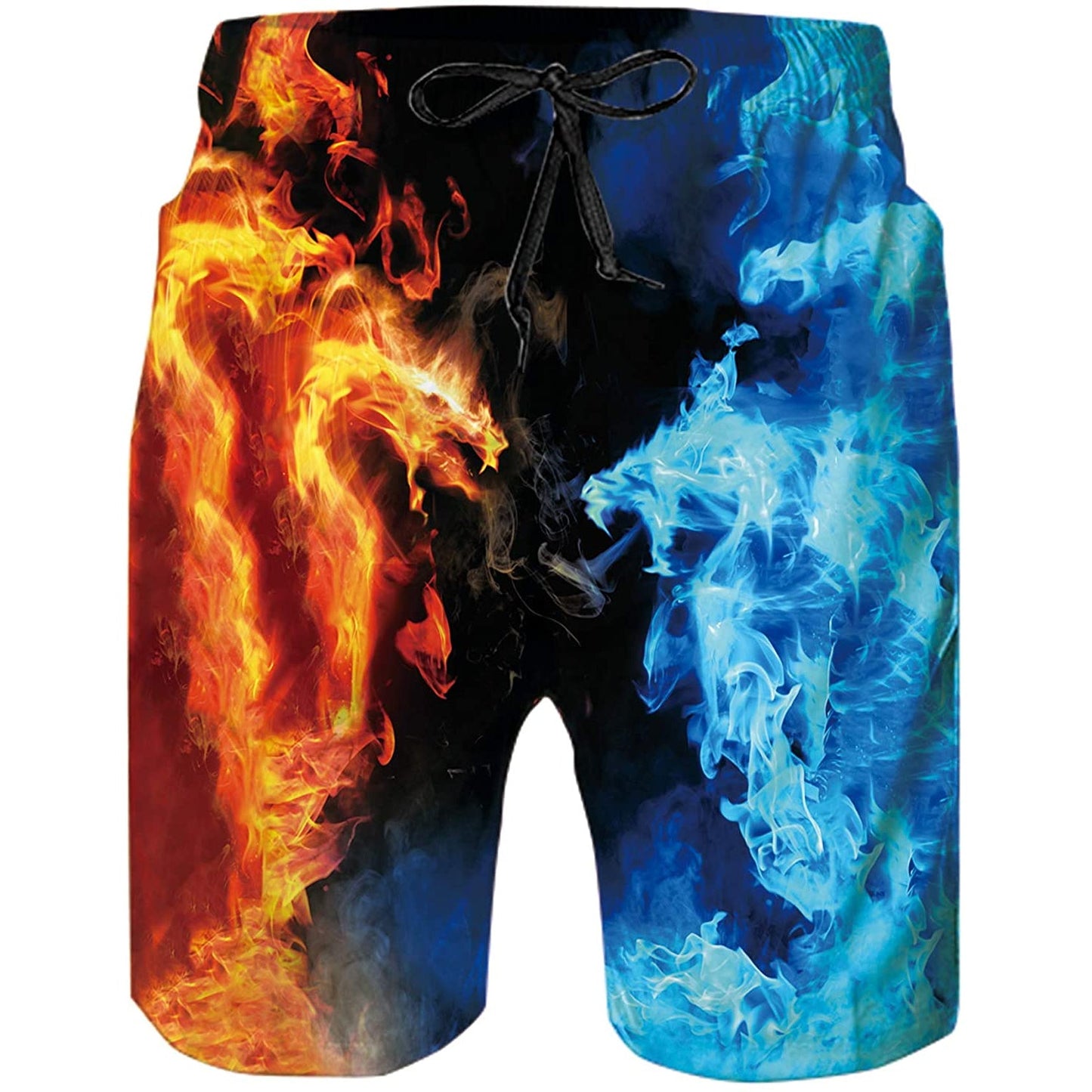 Lustige Badehose mit Eis- und Feuerdrachen-Motiv