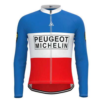 Peugeot Blauw Rood Vintage Lange Mouw Fietsshirt Top