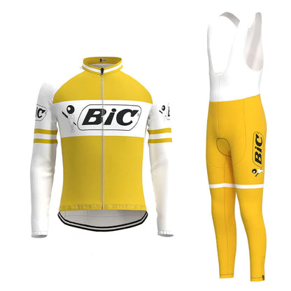 BIC – Passendes Set aus langärmeligem Vintage-Radtrikot in Gelb