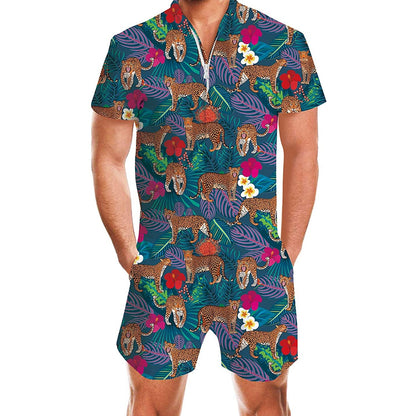 Palm Leaf Tiger Romper voor mannen