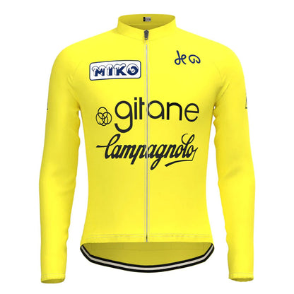 Miko Gitane Campagnolo Geel Vintage Lange Mouw Fietsshirt Top