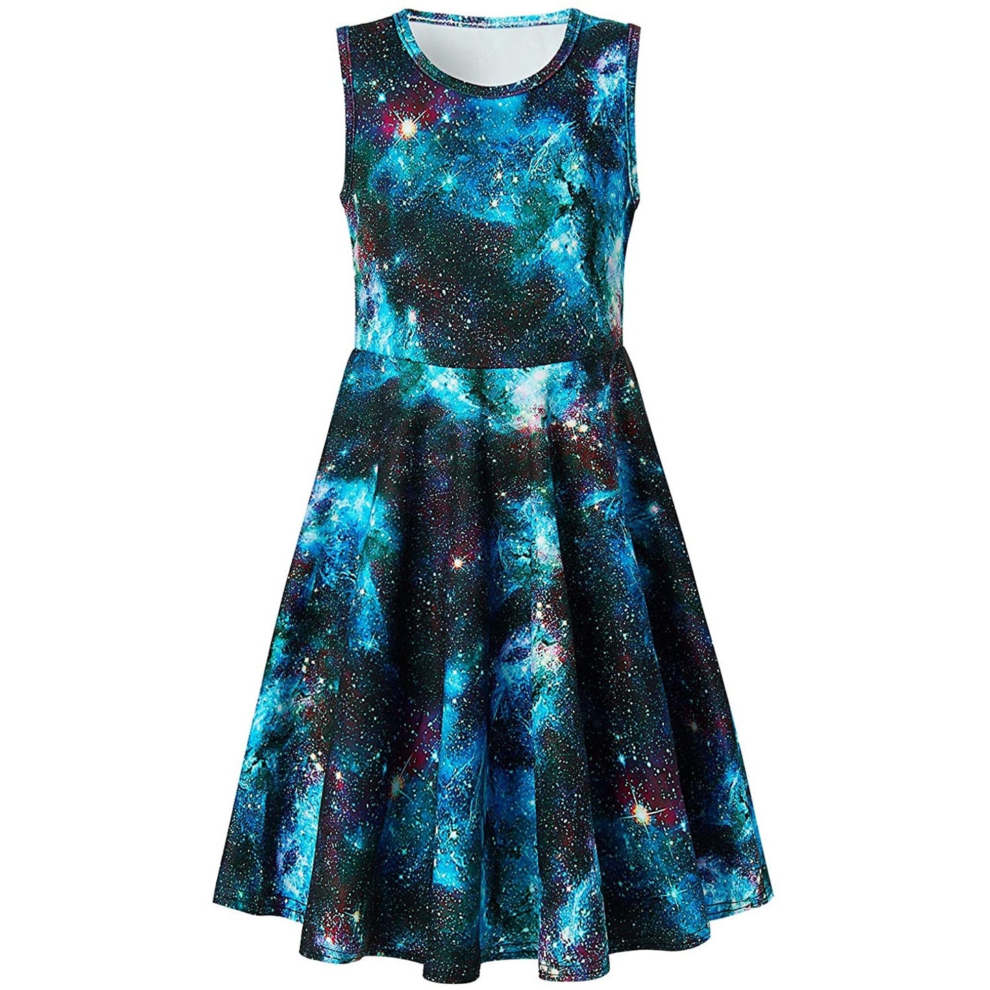 Blaues Galaxy-lustiges Mädchenkleid