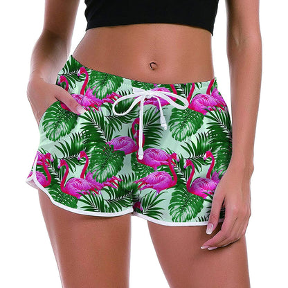 Palm Leaf Flamingos Grappige Board Shorts voor Vrouwen