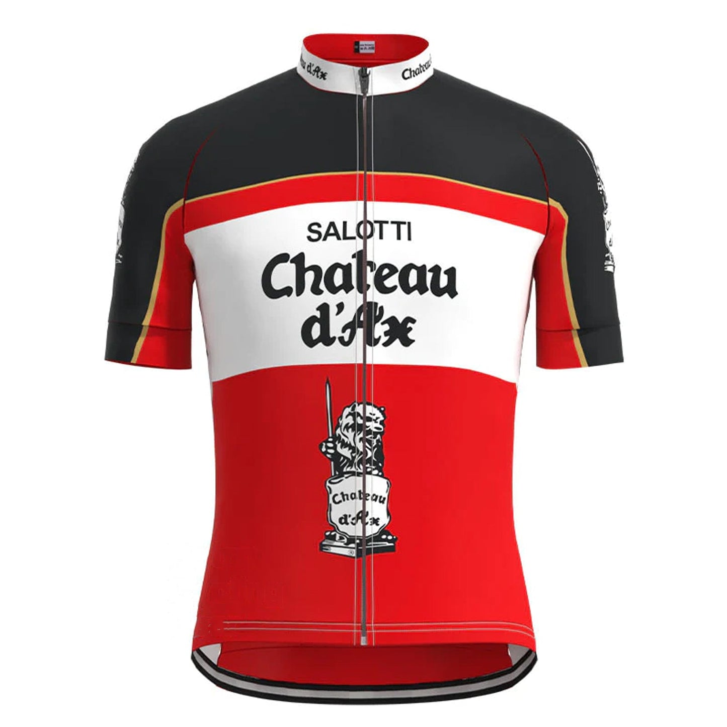 Chateau d'Ax Rood Vintage Korte Mouw Fietsshirt Top