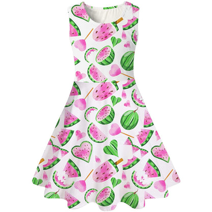 Lustiges Mädchenkleid mit rosa Wassermelone