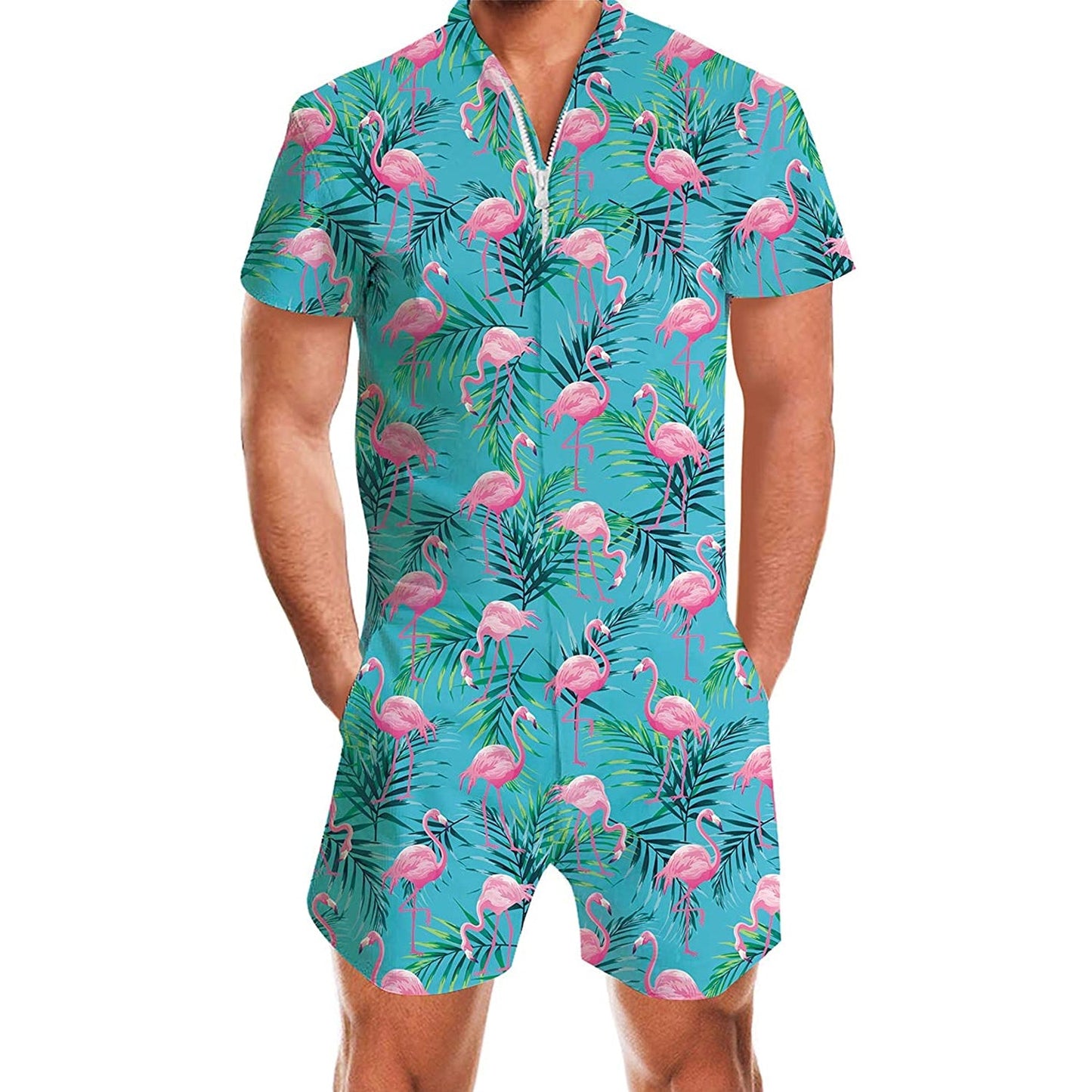 Roze Flamingo Romper voor Mannen