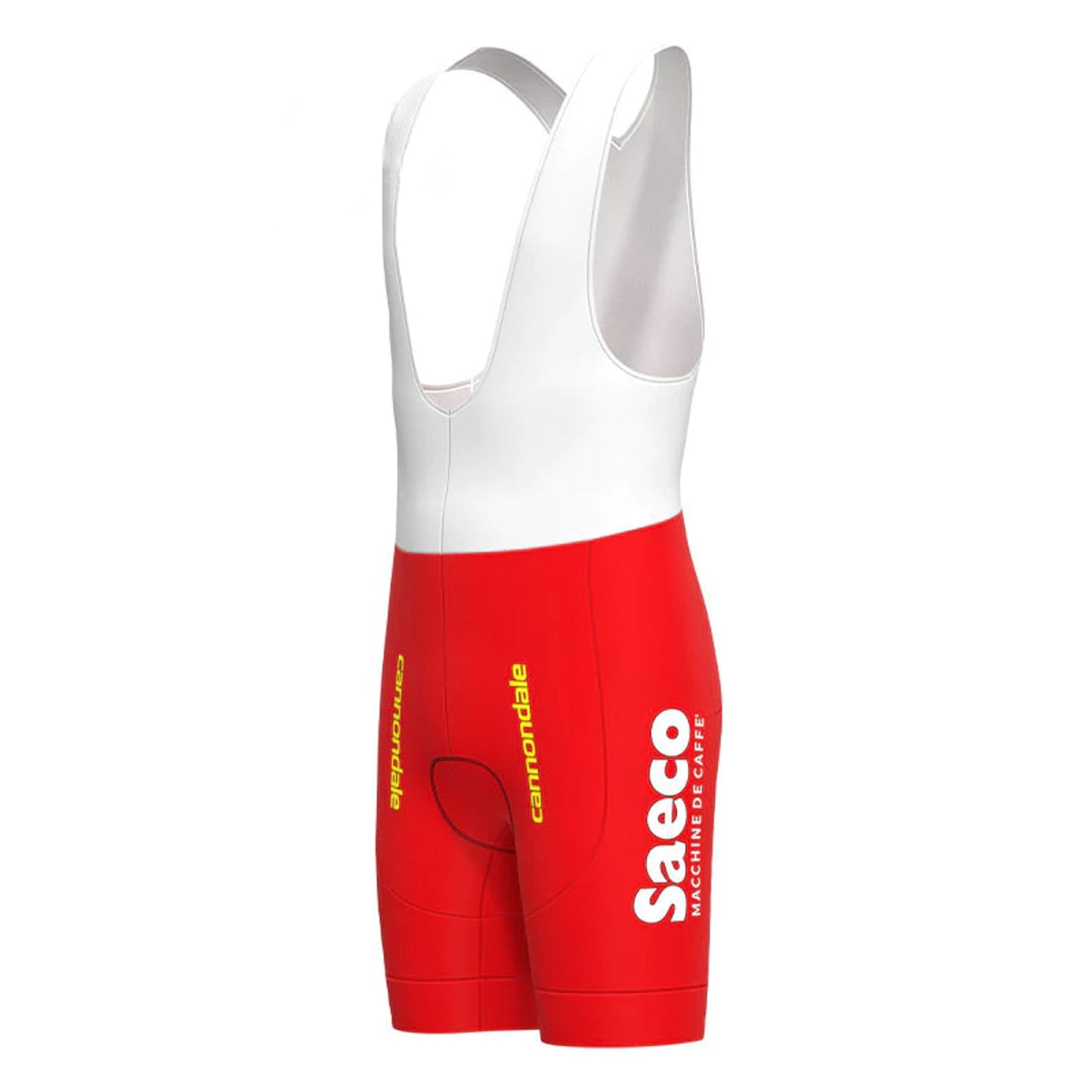 Saeco Rote Vintage-Radsport-Trägershorts