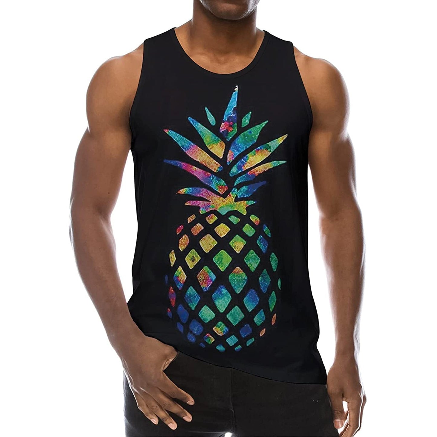 Lustiges Tank Top mit Ananas-Motiv, Schwarz