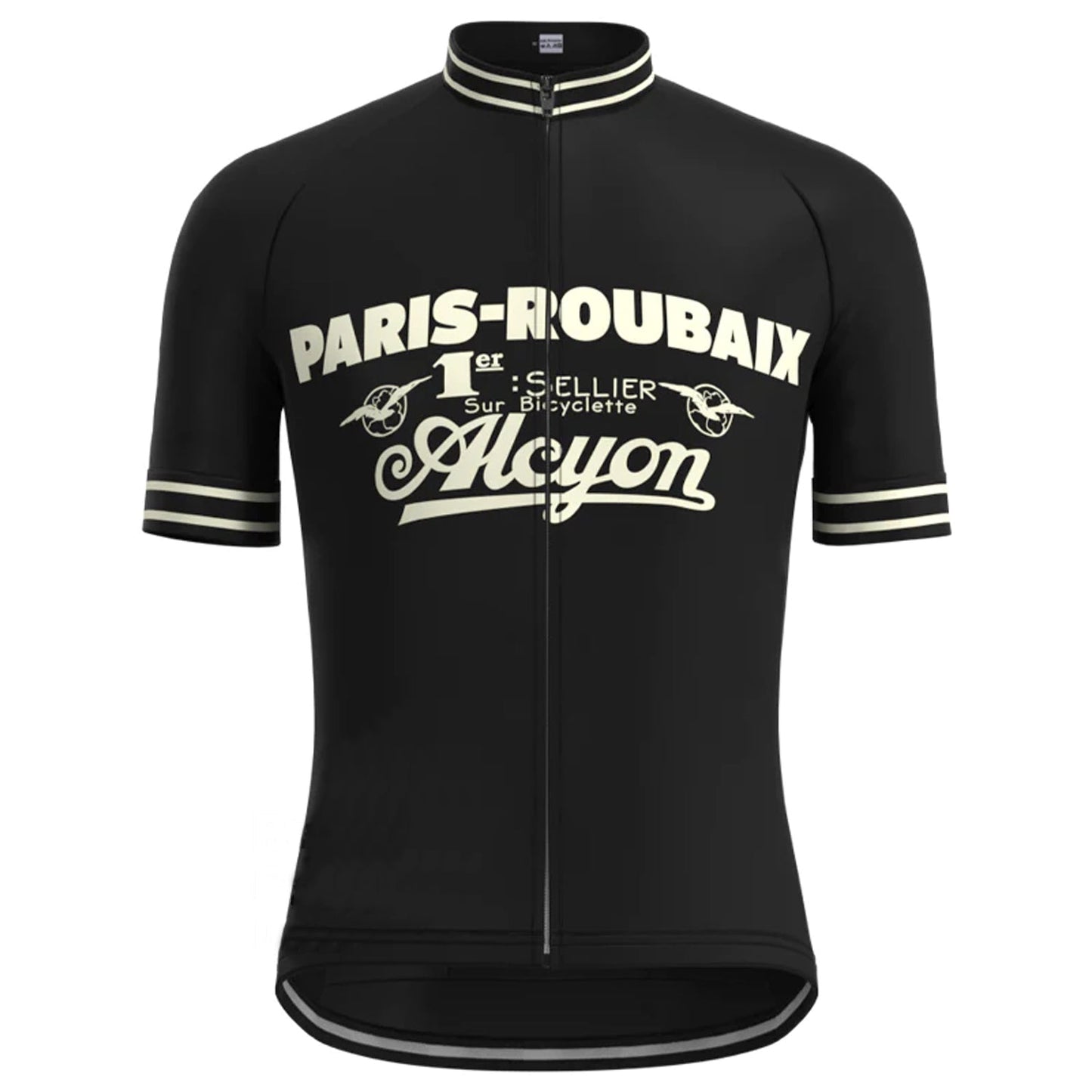 Paris Roubaix Zwart Vintage Korte Mouw Wielershirt Top