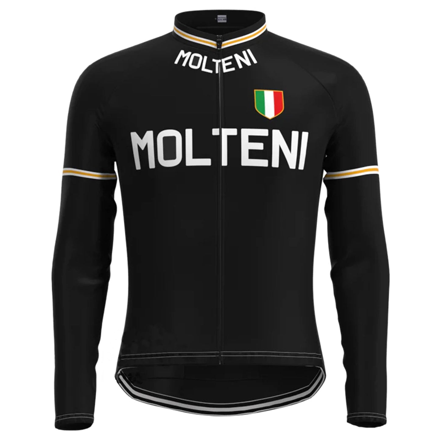 MOLTENI Schwarzes Vintage Langarm-Radtrikot-Oberteil