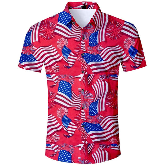 Rood Amerikaans vlag grappig Hawaiiaans shirt