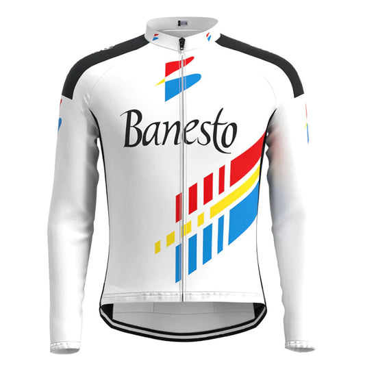 Banesto Wit Vintage Lange Mouw Fietsshirt Top