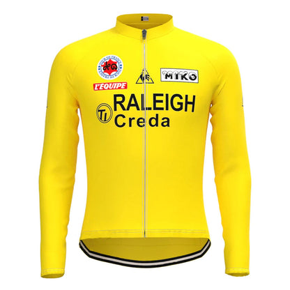 TI RALEIGH Geel Vintage Lange Mouw Fietsshirt Top